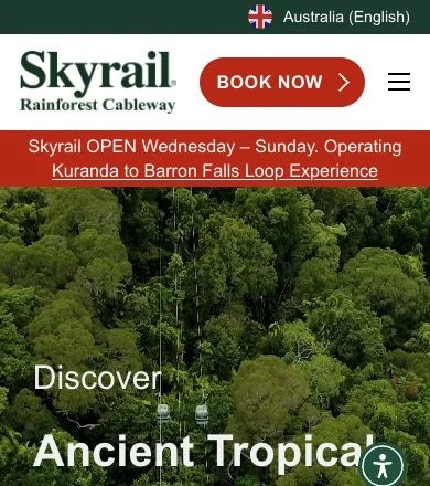 Mobile website design for Skyrail Rainforest Cableway