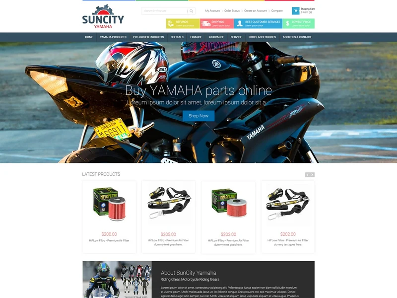 SunCity Yamaha homepage design