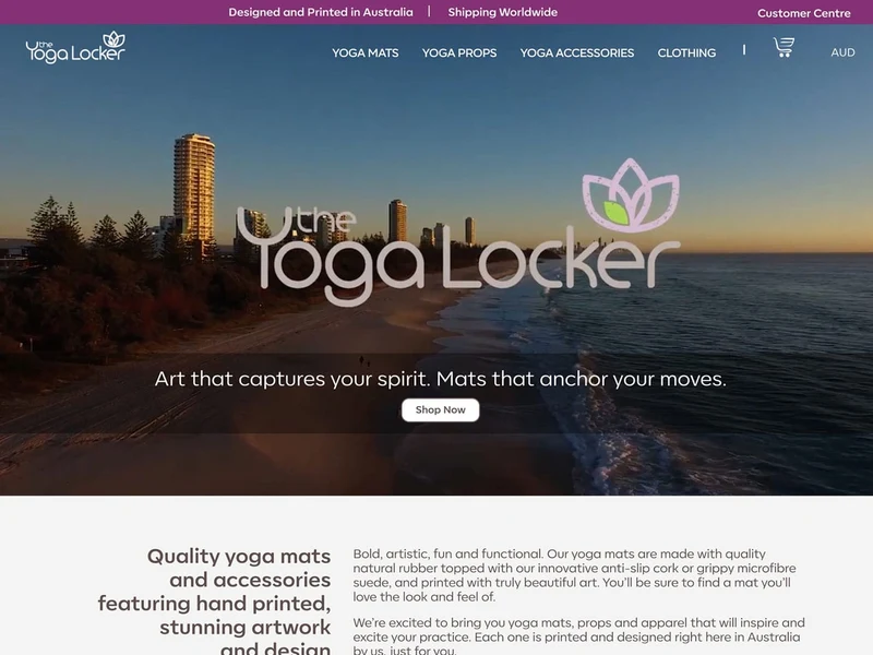 The Yoga Locker homepage design