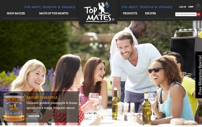 Top Mates homepage design