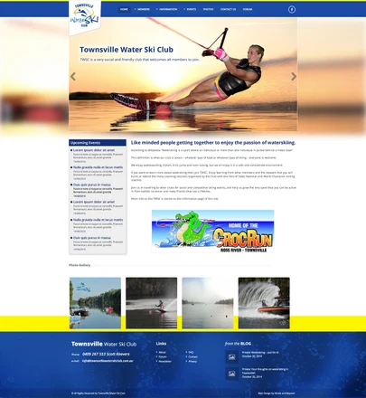 Townsville Water Ski Club homepage design