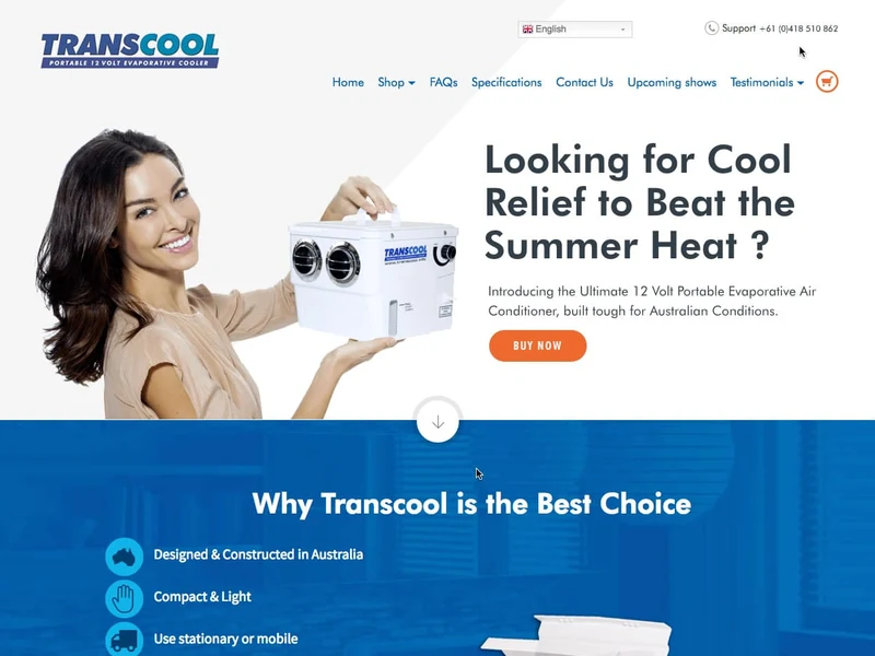 Transcool homepage design