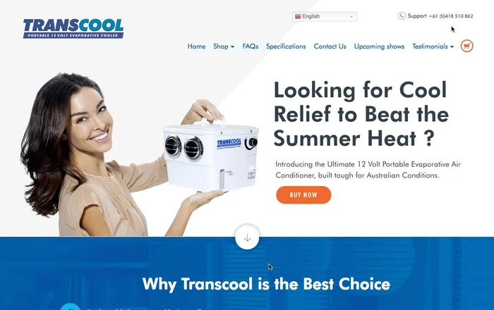 Transcool homepage design