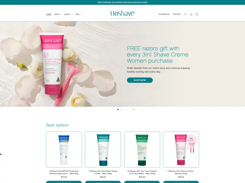 TriShave homepage design