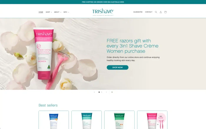 TriShave homepage design