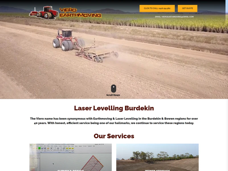 Viero Earthmoving homepage design