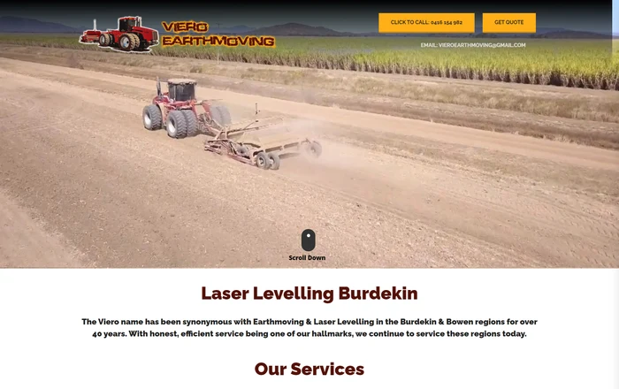 Viero Earthmoving homepage design