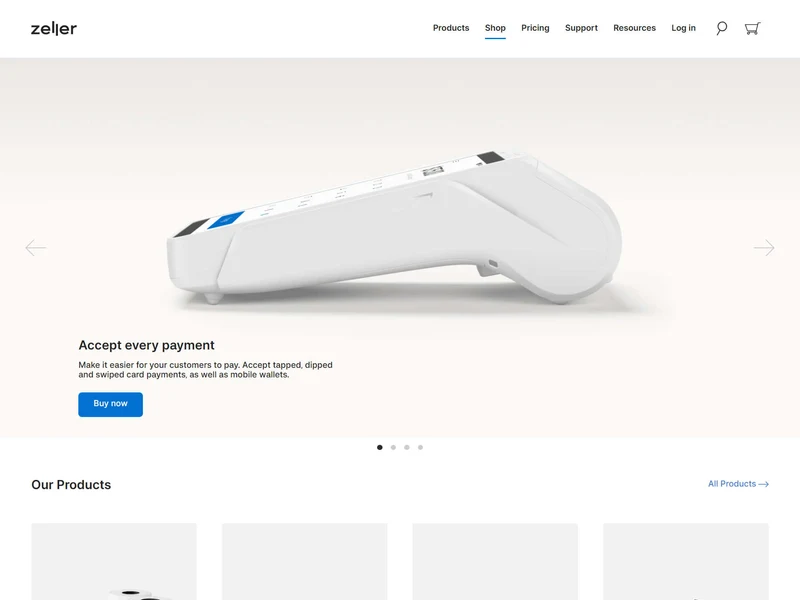 Zeller homepage design
